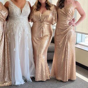 Revelry Gwen Sequin Dress - Matte Rose Gold - Size 16